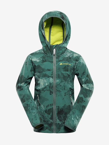 ALPINE PRO Зелено детско шарено софтшел яке ALPINE PRO HOORO