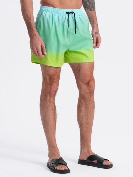Ombre Clothing Мъжки къси панталони за плуване в тюркоазен цвят с омбре ефект Ombre Clothing V19 OM-SRBS-0125