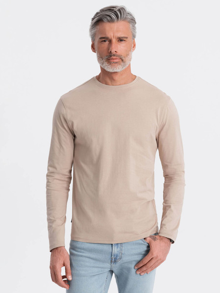 Ombre Clothing Бежова мъжка основна тениска Ombre Clothing