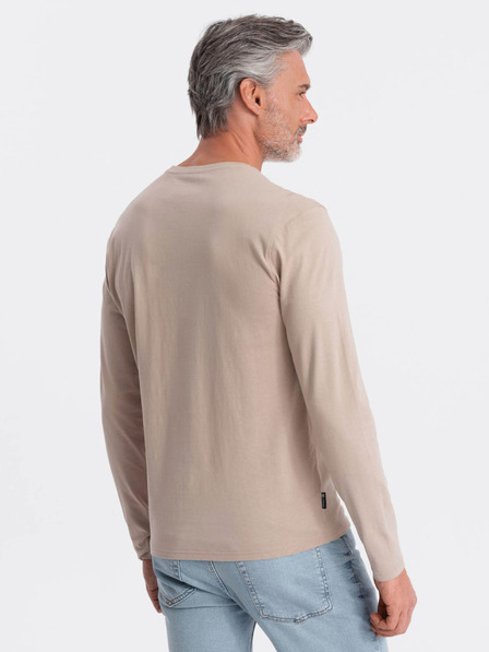 Ombre Clothing Бежова мъжка основна тениска Ombre Clothing