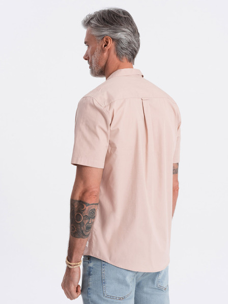 Ombre Clothing Светлокафява мъжка риза с къс ръкав Ombre Clothing