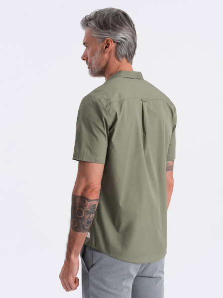 Ombre Clothing Мъжка риза с къс ръкав в цвят каки Обличане