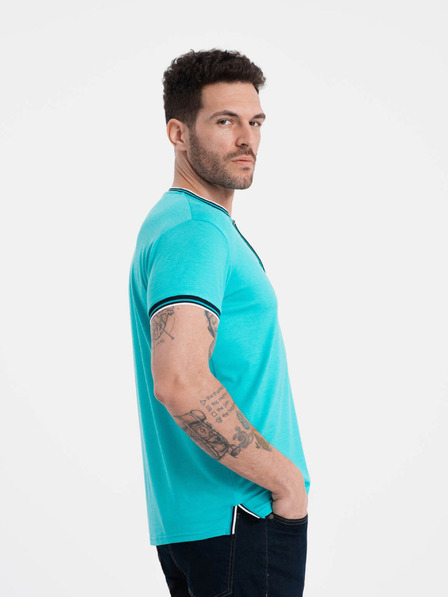 Ombre Clothing Тюркоазена мъжка риза с копчета Омбре Облекло