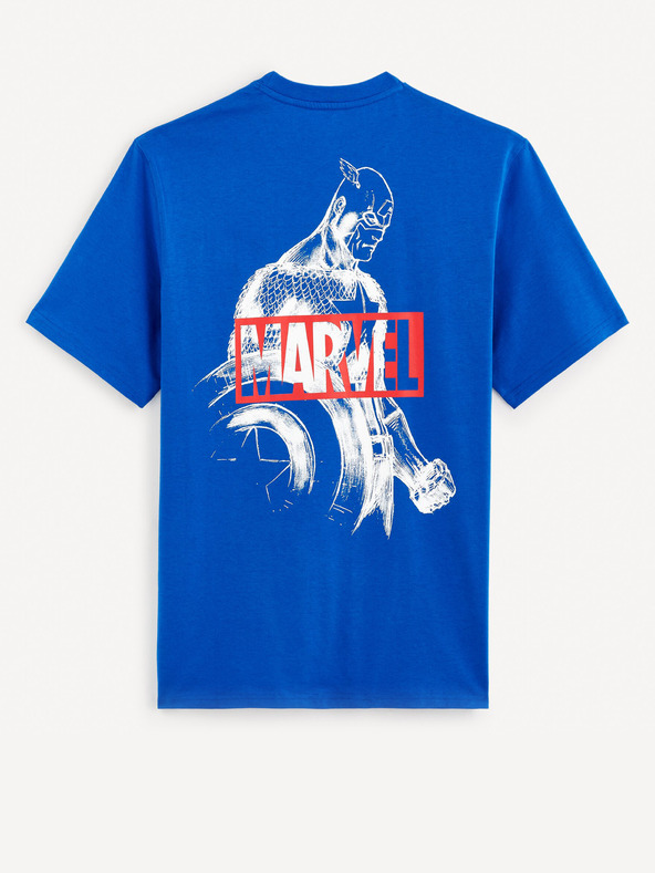 Celio Синя мъжка тениска с щампа Celio Marvel Captain America