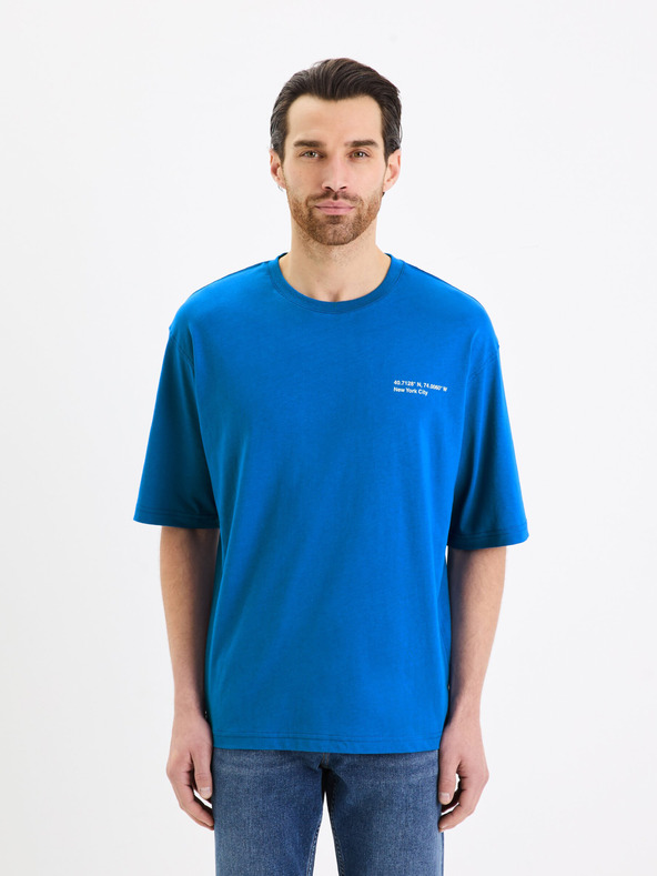 Celio Синя памучна тениска Celio Gesympa