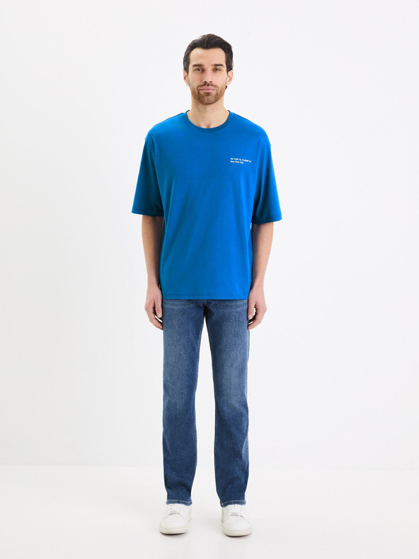 Celio Синя памучна тениска Celio Gesympa