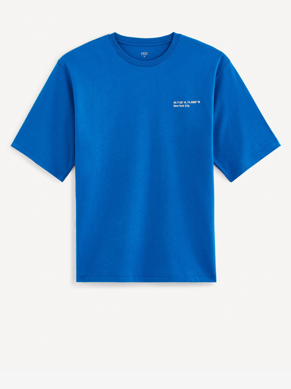 Celio Синя памучна тениска Celio Gesympa