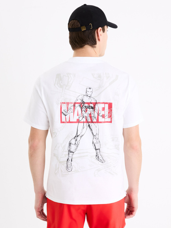 Celio Бяла мъжка тениска с принт Celio Marvel Iron Man