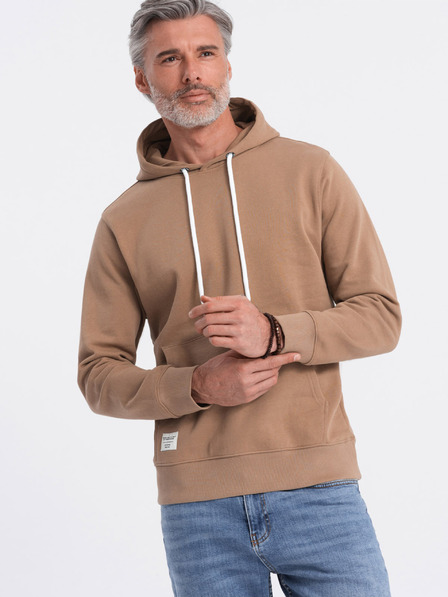 Ombre Clothing Кафяво мъжко суитшъртче с яка кенгуру и качулка Ombre Clothing