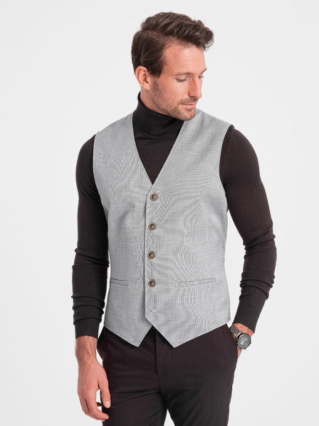 Ombre Clothing Светлосива мъжка жилетка от жакард Ombre Clothing