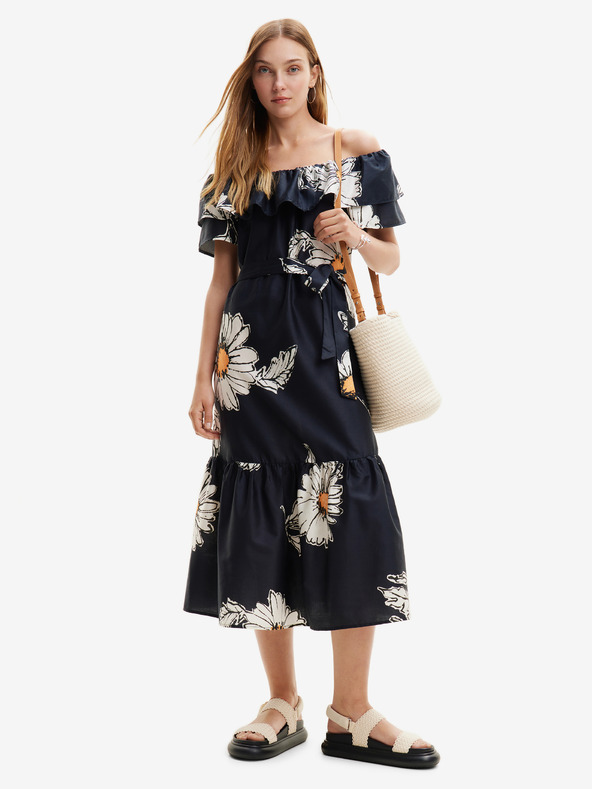 Desigual Черна дамска флорална миди рокля Desigual Georgeo