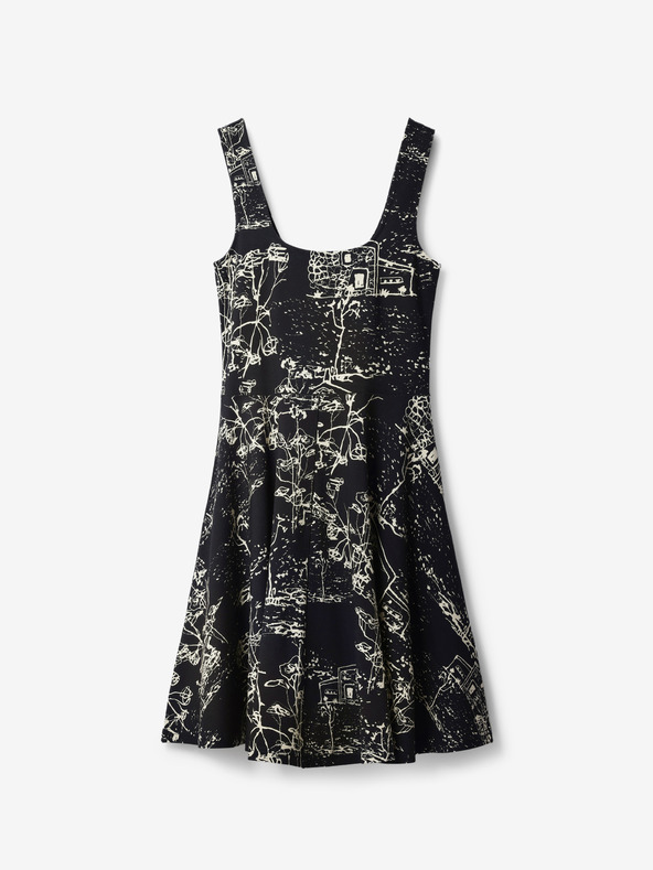 Desigual Кремаво-черна дамска шарена рокля Desigual Tually