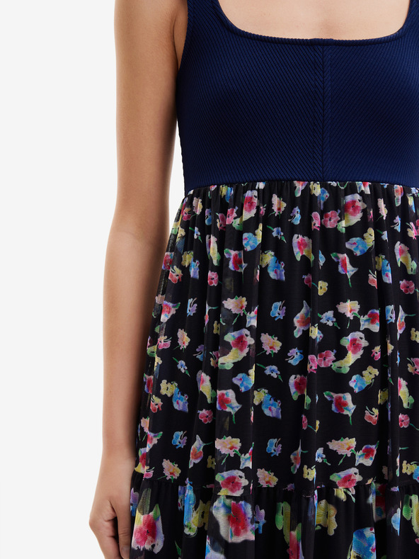 Desigual Тъмносиня дамска макси рокля с флорални мотиви Desigual Vancouver