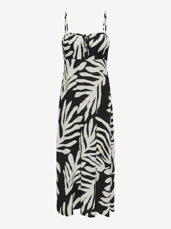 ONLY Черна дамска шарена миди рокля ONLY Nova