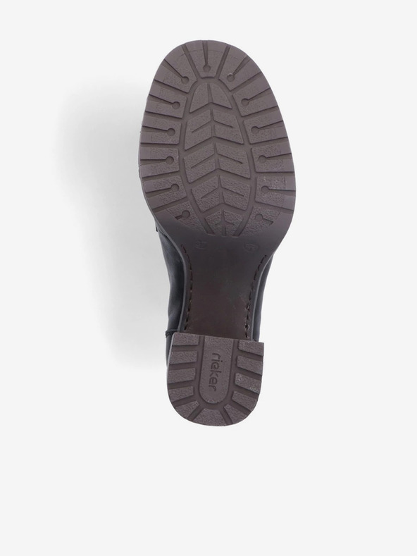 Rieker Черни дамски мокасини от естествена кожа на ток Rieker