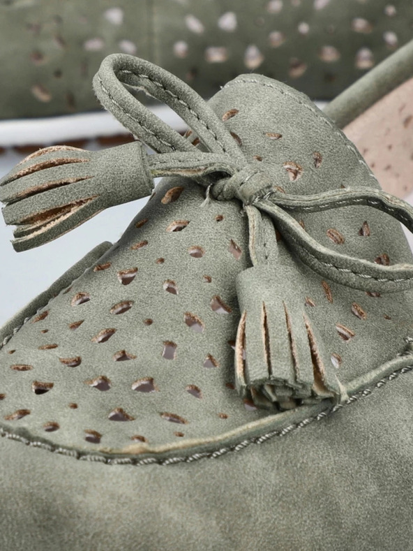 Rieker Зелени дамски мокасини от велур Rieker