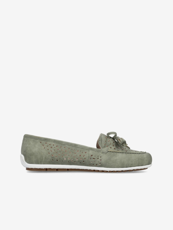 Rieker Зелени дамски мокасини от велур Rieker
