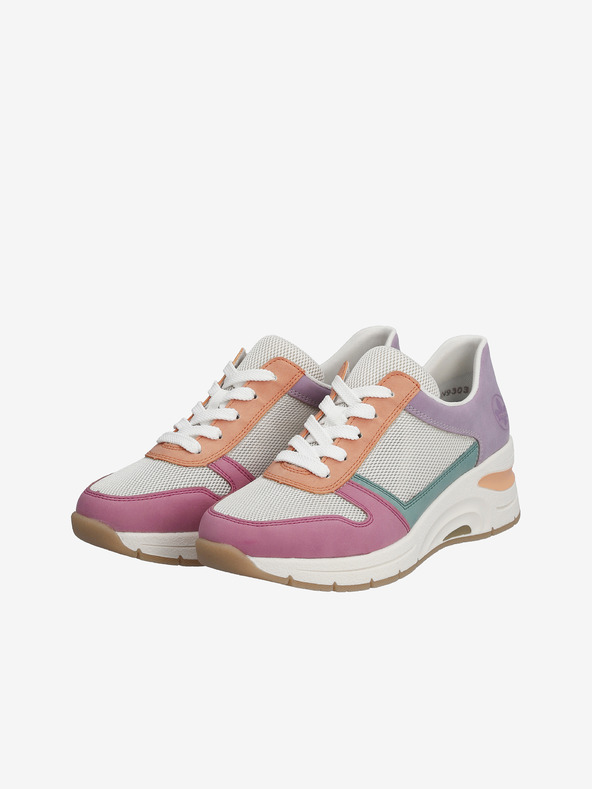 Rieker Кремави и розови дамски маратонки с клин Rieker