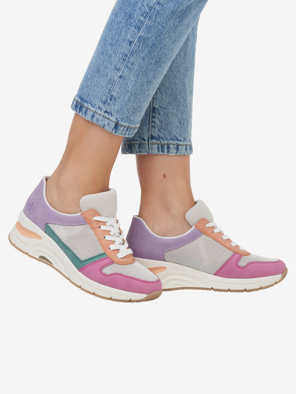 Rieker Кремави и розови дамски маратонки с клин Rieker