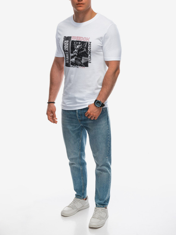 Edoti Мъжка тениска с щампа - бяла EDOTI