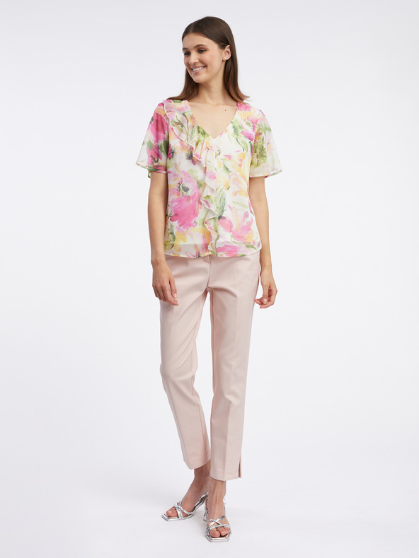 Orsay Розово-бяла дамска блуза на цветя ORSAY