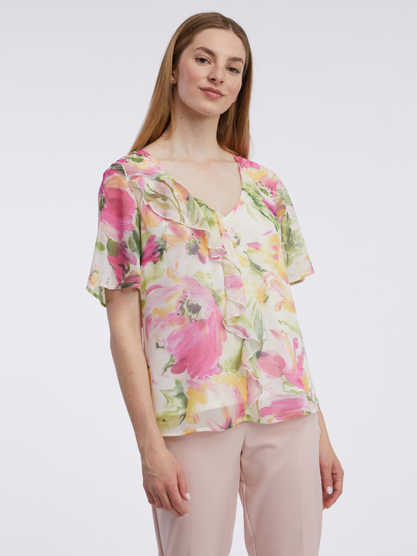 Orsay Розово-бяла дамска блуза на цветя ORSAY
