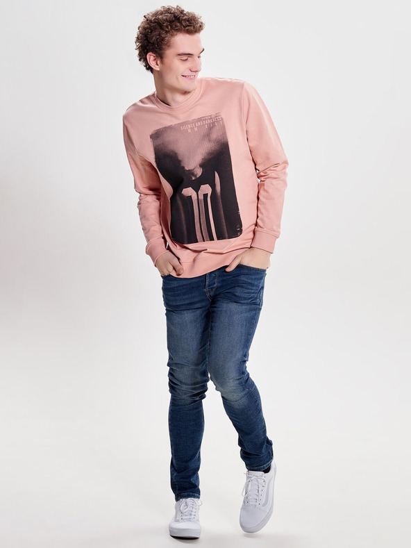 ONLY & SONS Сини тесни дънки с бродиран ефект ONLY & SONS Loom