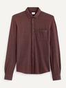 Celio Мъжка риза с джоб в цвят бордо Celio