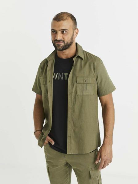 Celio Мъжка риза в цвят каки с джобове Celio