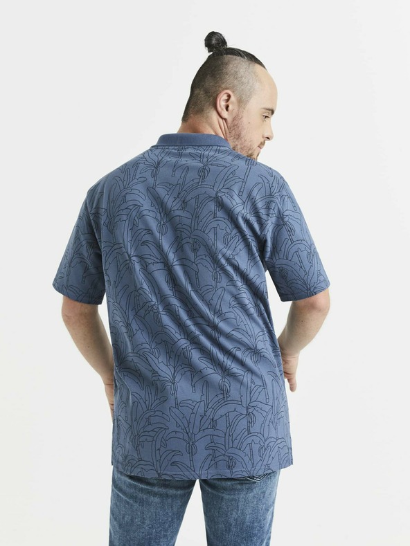 Celio Синя мъжка поло риза с шарка Celio