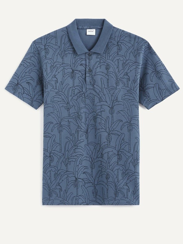 Celio Синя мъжка поло риза с шарка Celio