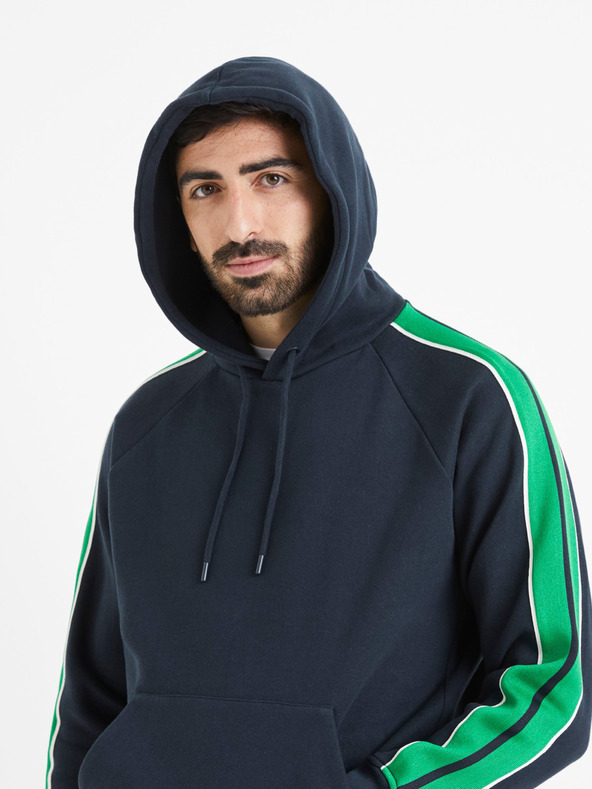 Celio Тъмно синя мъжка блуза с качулка Celio Vebandit