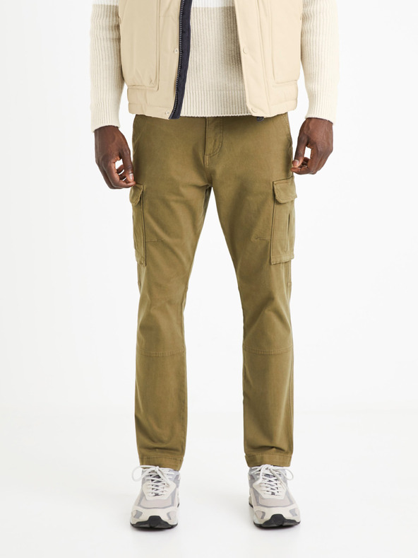 Celio Мъжки панталони Celio Volcan в цвят каки
