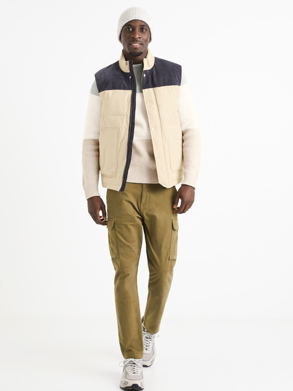 Celio Мъжки панталони Celio Volcan в цвят каки