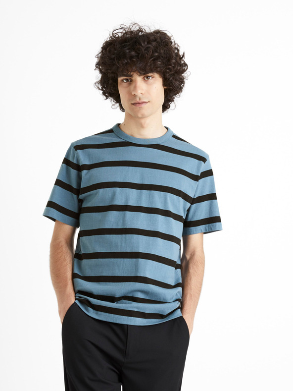 Celio Синя тениска на райета Celio Beboxar