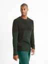 Celio Тъмнозелен мъжки пуловер Celio Ceriblock