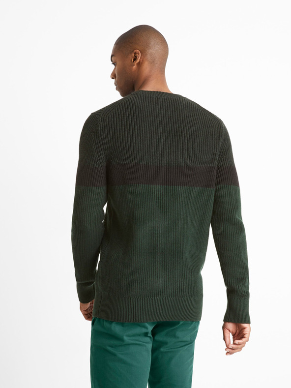Celio Тъмнозелен мъжки пуловер Celio Ceriblock