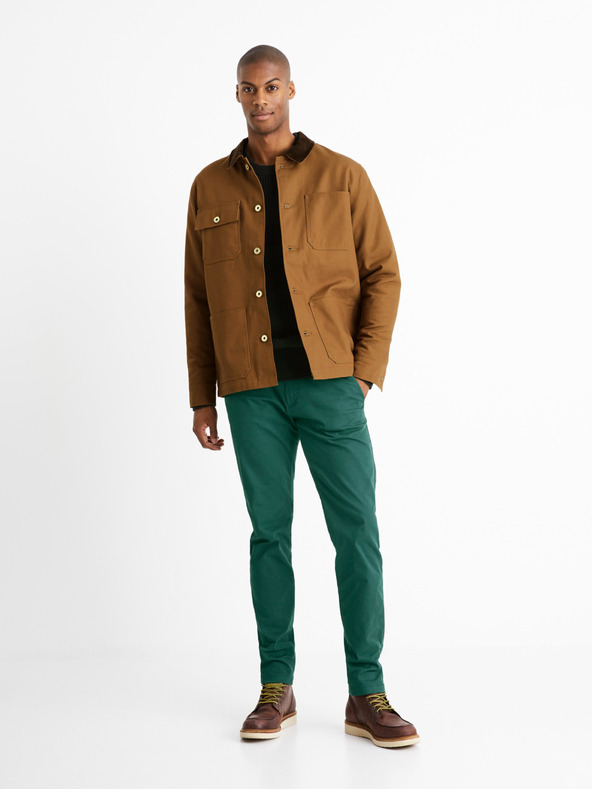 Celio Тъмнозелен мъжки пуловер Celio Ceriblock