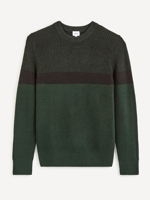 Celio Тъмнозелен мъжки пуловер Celio Ceriblock
