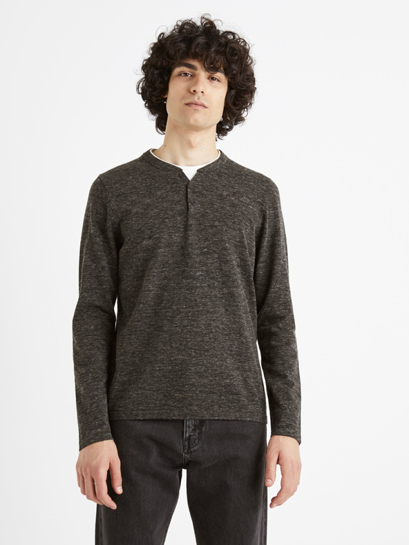 Celio Тъмно сив мъжки пуловер с копчета Celio Чечил