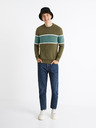 Celio Мъжки раиран пуловер в цвят каки Celio