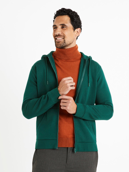 Celio Тъмнозелен мъжки суитчър с цип Celio Vethree