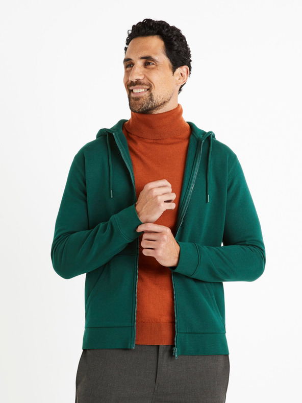 Celio Тъмнозелен мъжки суитчър с цип Celio Vethree