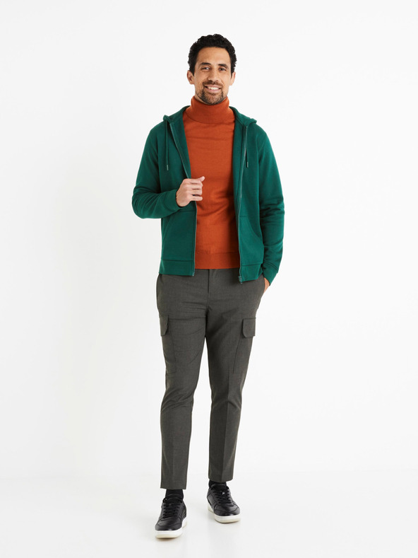 Celio Тъмнозелен мъжки суитчър с цип Celio Vethree