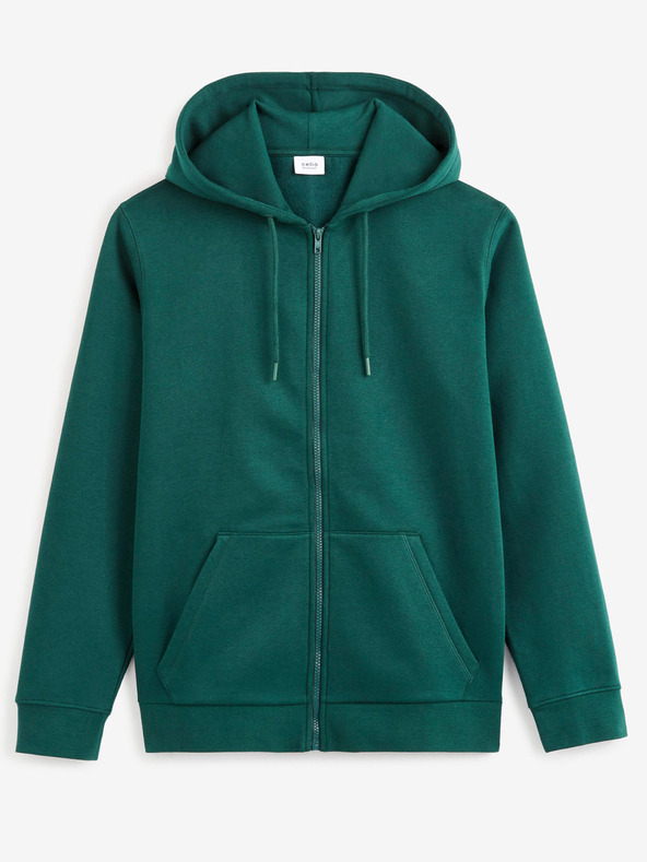 Celio Тъмнозелен мъжки суитчър с цип Celio Vethree
