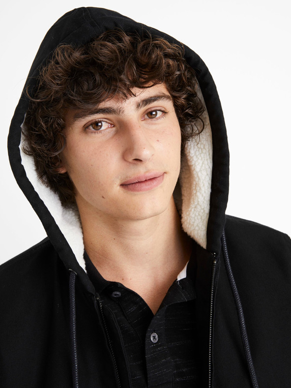Celio Черно мъжко яке Celio Cuhoodie