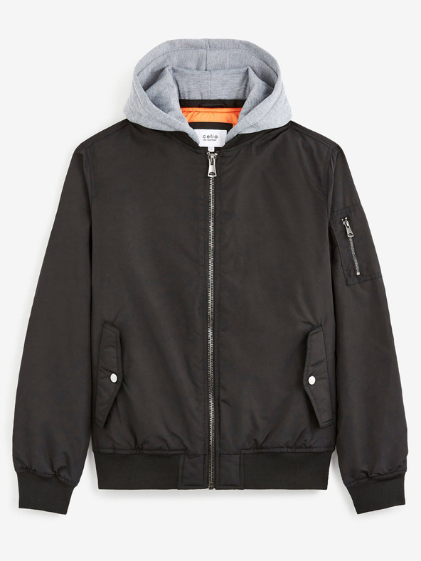 Celio Черен мъжки бомбър с качулка Celio Cujameshoo
