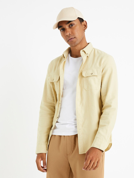 Celio Бежова мъжка фланелена риза Celio Caoflacko