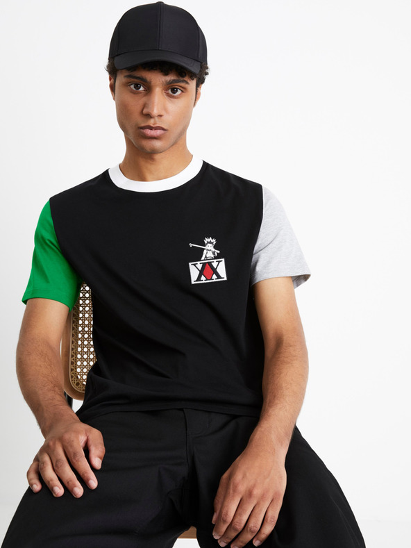 Celio Черна мъжка тениска Celio Hunter & Hunter
