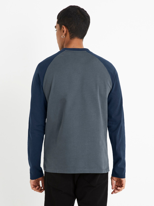 Celio Синя сива мъжка тениска с дълъг ръкав Celio Cesolrag